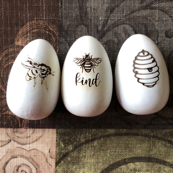 BEE Kind Farmhouse Wood Egg With Stand Decor Set - Picture 2 of 8